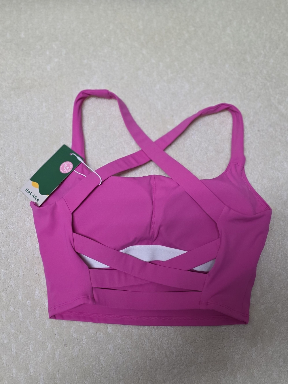 HALARA Hot Pink Cropped Tank with Cross-Back Straps - Picture 2 of 3
